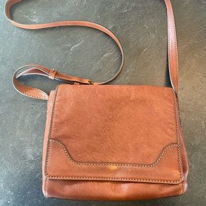 Frye cognac leather crossbody saddle bag